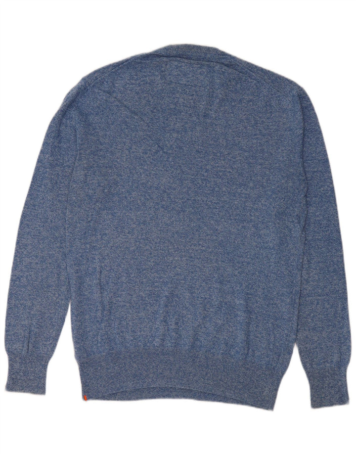 Suéter masculino SUPERDRY com gola redonda e algodão manchado azul médio