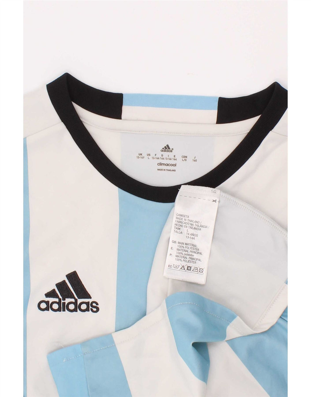 Camiseta Adidas Menino Climacool Top 13-14 Anos Listrado Azul Poliéster