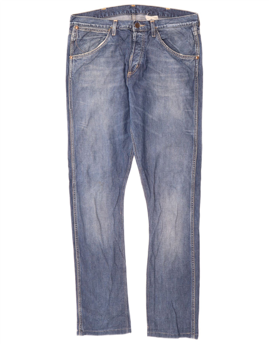 Wrangler Masculino 4 RRB Slim Jeans W34 L34 Azul Algodão