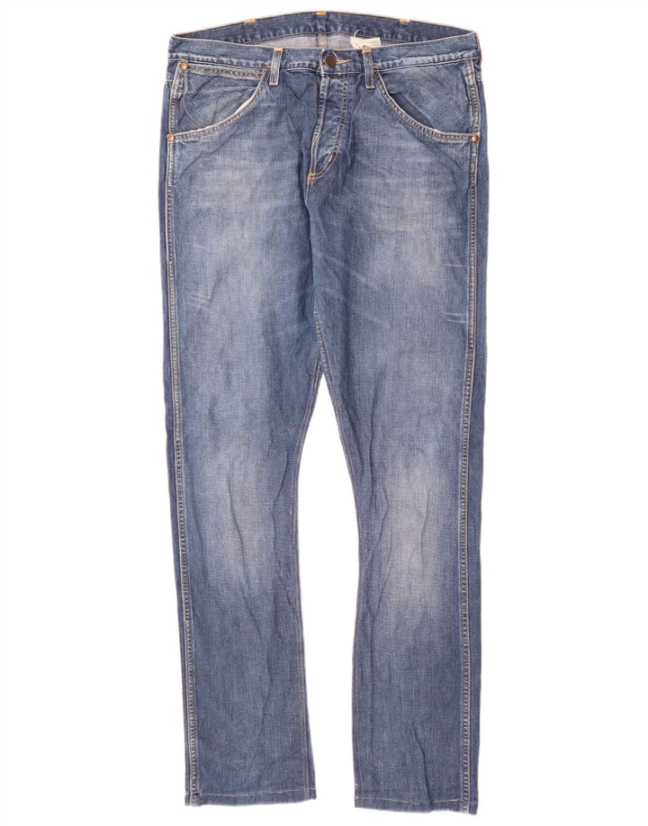 Wrangler Masculino 4 RRB Slim Jeans W34 L34 Azul Algodão