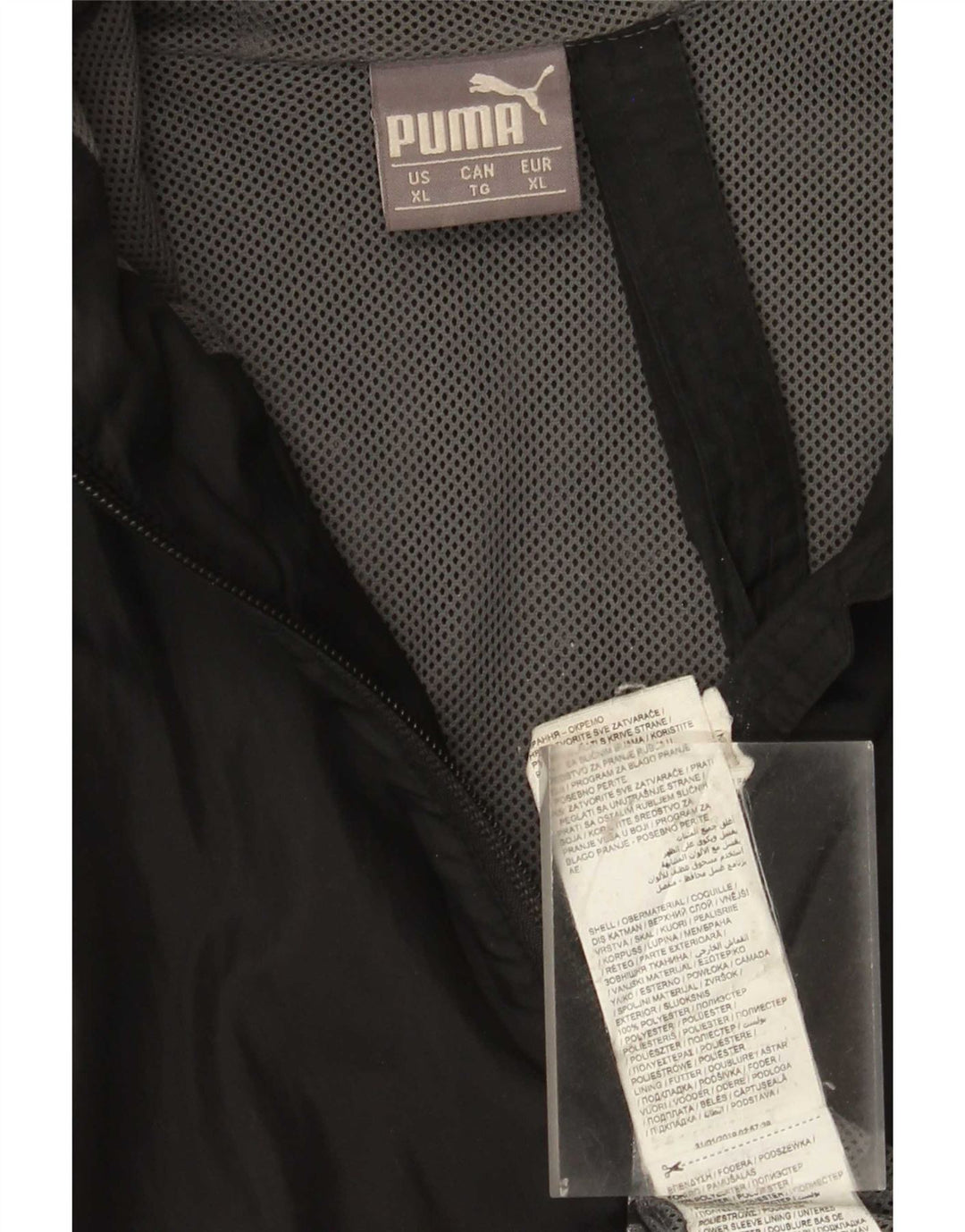 Jaqueta de chuva masculina Puma com capuz UK 18 XL poliéster preto