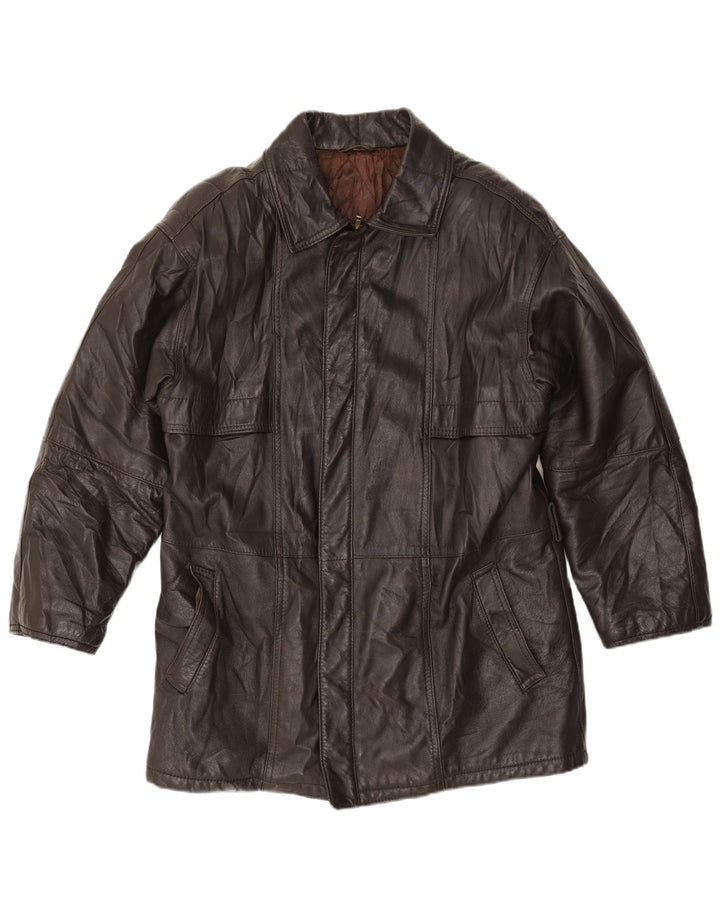 Jaqueta de couro masculina VINTAGE IT 52 XL couro preto