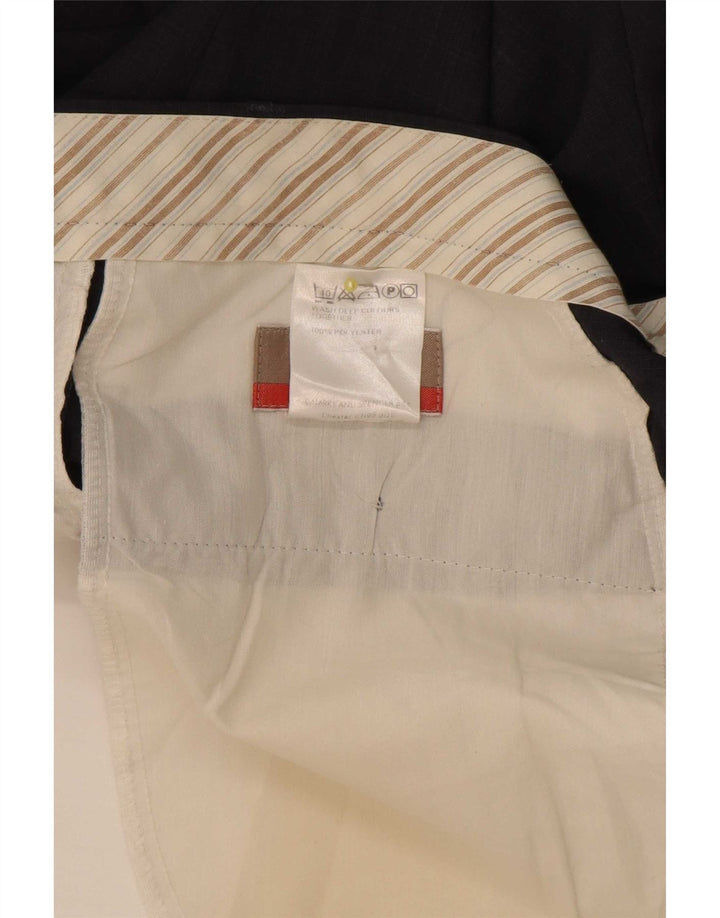 Calça masculina de terno reto Marks & Spencer W38 L33 azul marinho poliéster