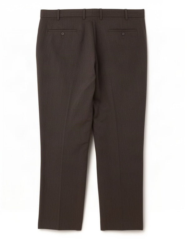Calça masculina de terno reto Marks & Spencer W40 L29 lã virgem marrom