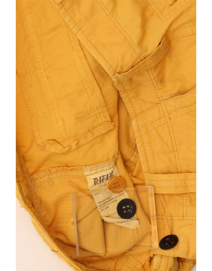 Rifle Mens Cargo Shorts W33 Algodão Amarelo Médio