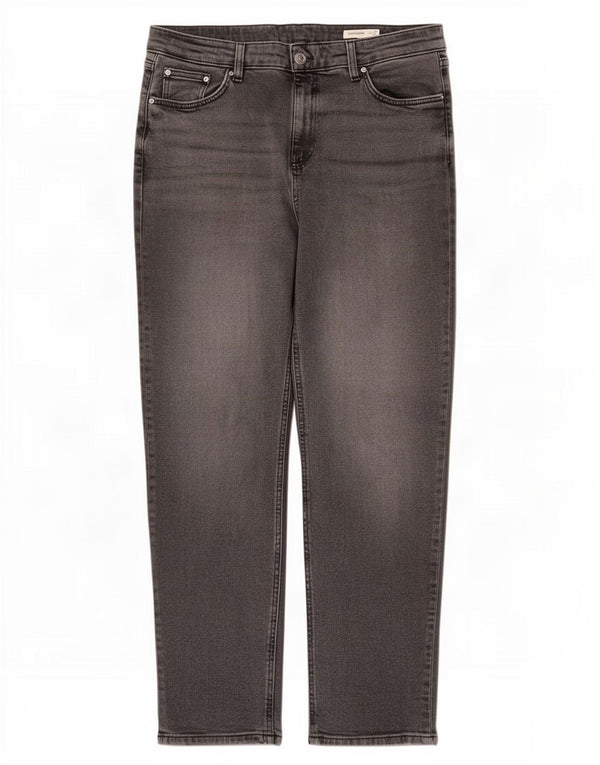 Calça jeans feminina Marks & Spencer Boyfriend Slim UK 16 grande W34 L29 preta