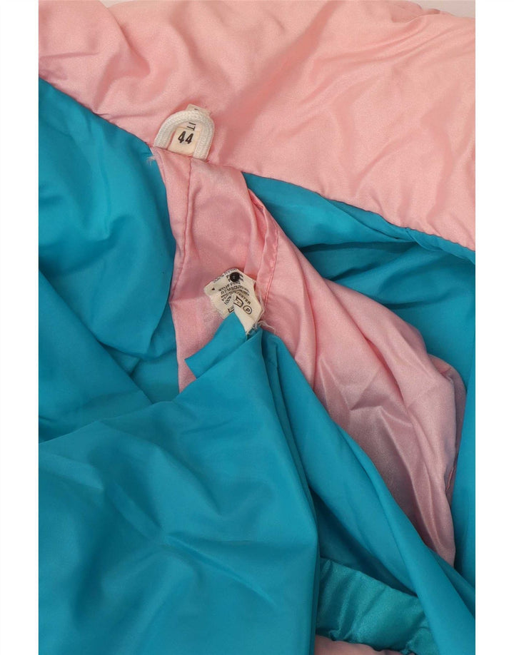 Jaqueta corta-vento feminina vintage IT 44 poliéster colorblock azul médio