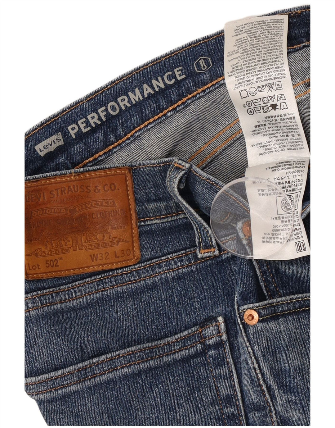 Levi's Masculino 502 Tapered Jeans W32 L30 Azul Algodão