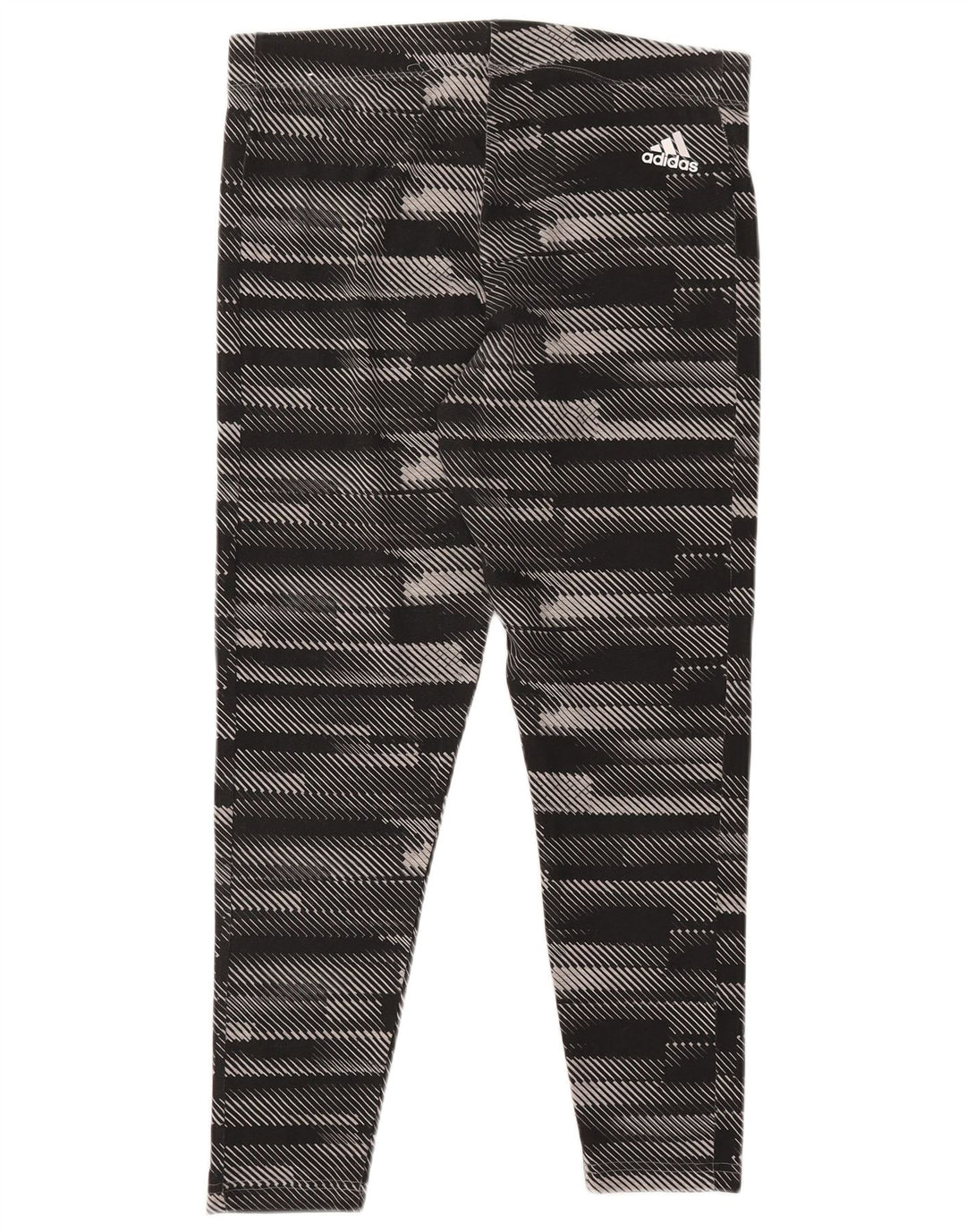 ADIDAS Womens Graphic Leggings UK 16/18 Grande Preto Listrado Algodão