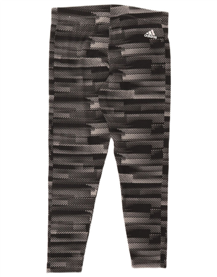 ADIDAS Womens Graphic Leggings UK 16/18 Grande Preto Listrado Algodão