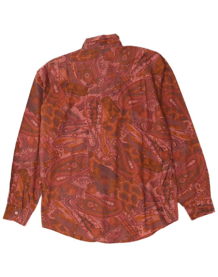 Camisa masculina vintage grande rosa Paisley