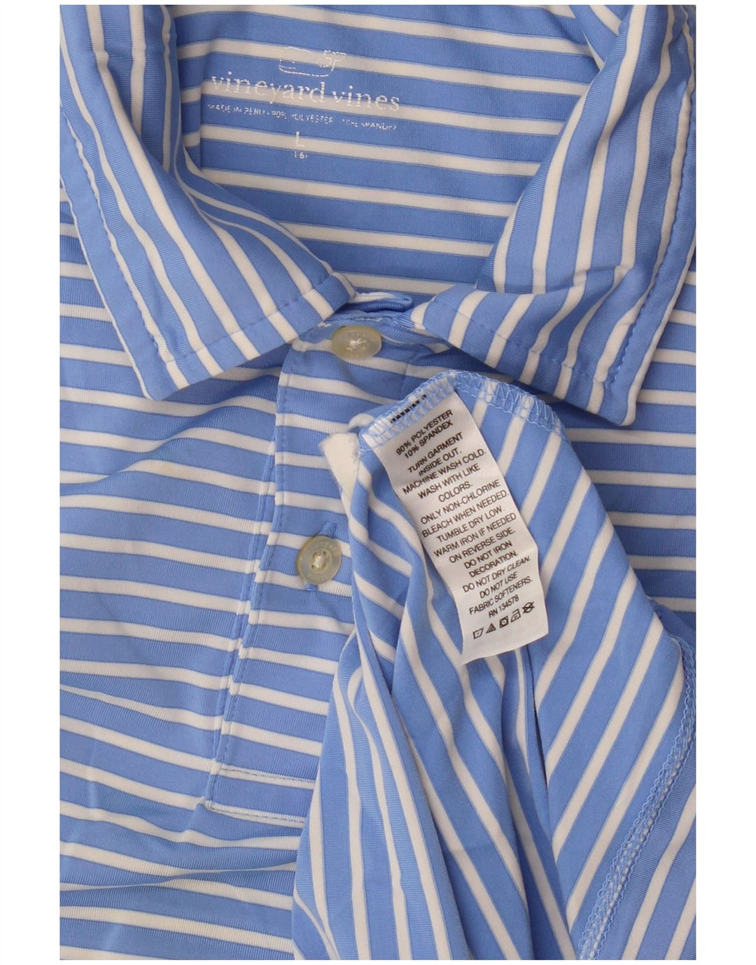 VINEYARD VINES Camisa polo masculina 15-16 anos grande poliéster listrado azul