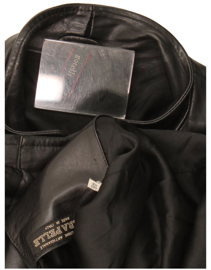 Jaqueta de couro masculina Gotelli IT 46 pequena couro preto