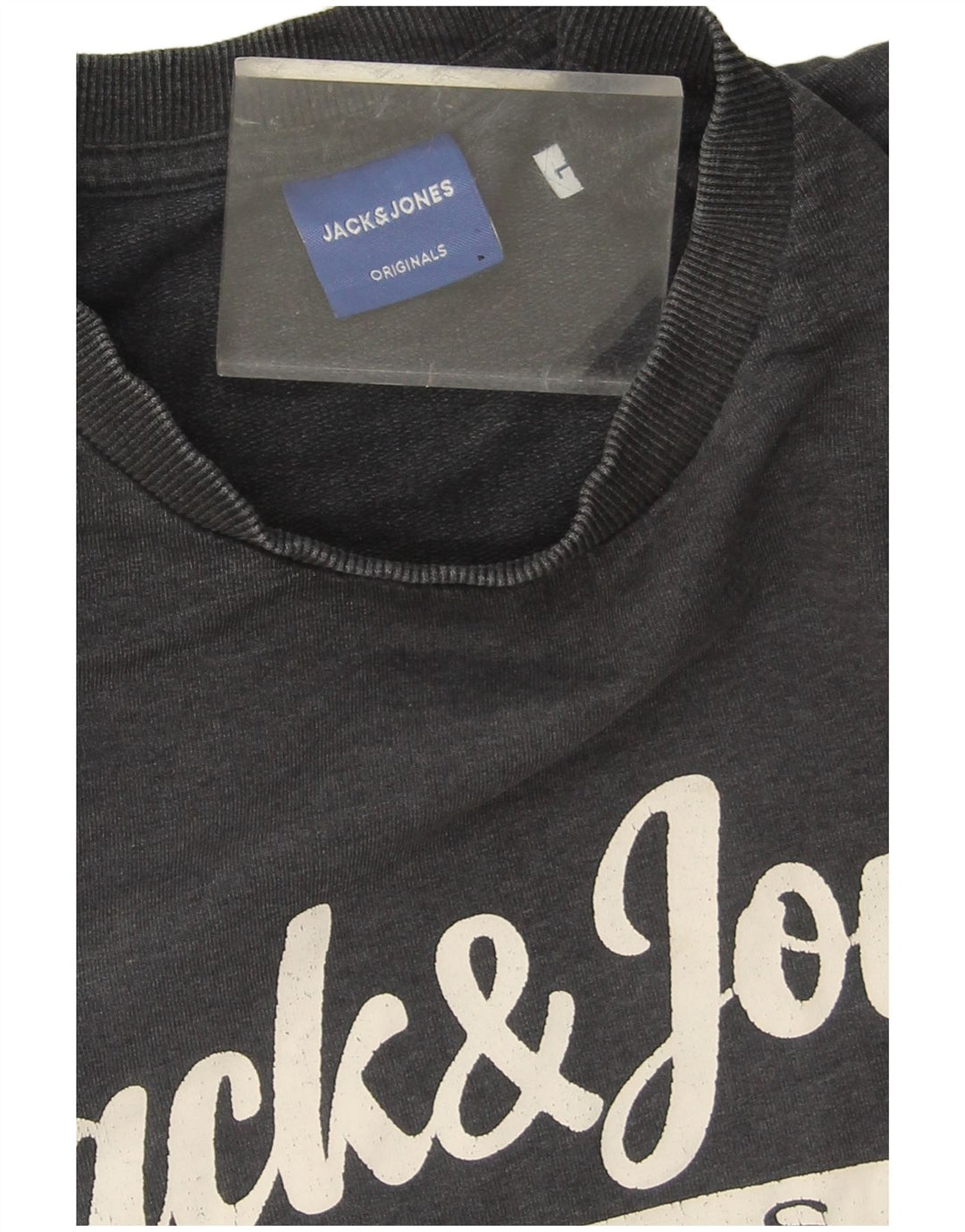 Jack & Jones moletom gráfico masculino jumper grande algodão cinza
