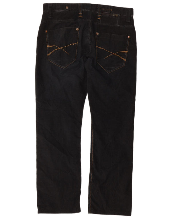 Calça masculina reta de veludo Zara EU 46 XL W36 L30 poliéster preto