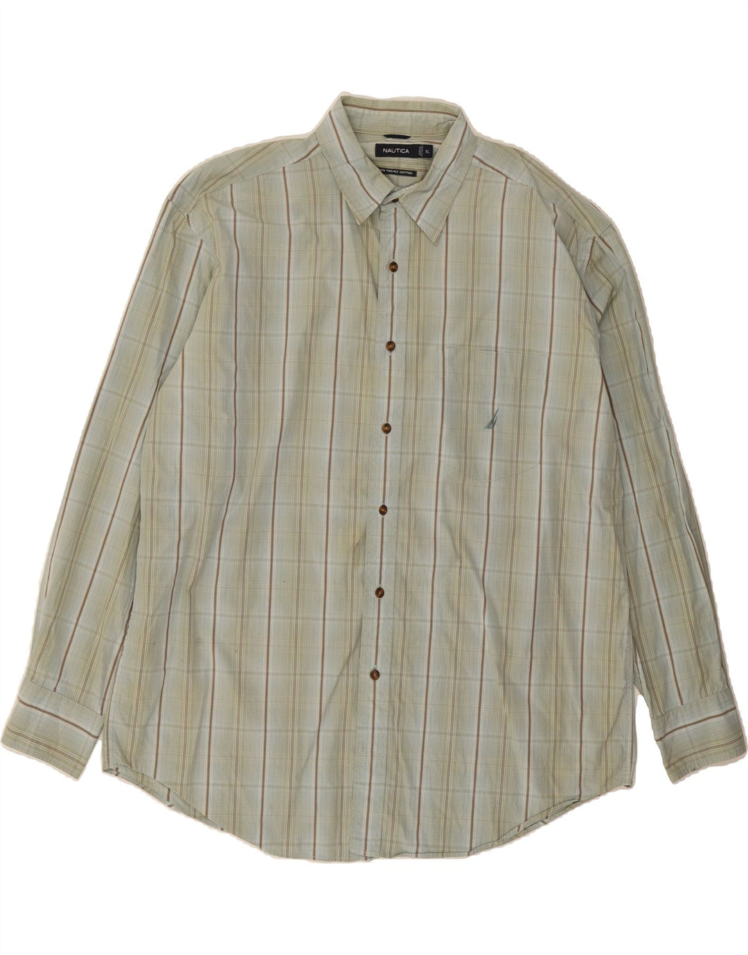 NAUTICA Mens Shirt XL Green Check Cotton Vintage Nautica and Second-Hand Nautica from Messina Hembry 