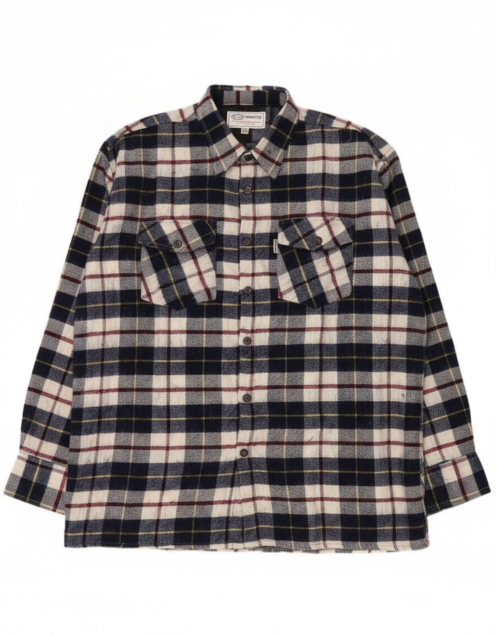 Camisa masculina de flanela Hanover tamanho 45/46 2XL azul marinho xadrez acrílico