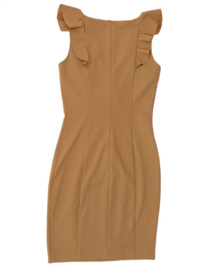 Vestido bodycon feminino sem mangas Oasis Reino Unido 8 pequeno poliéster marrom
