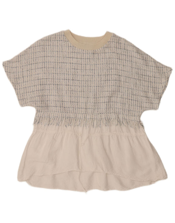 Blusa feminina Zara UK 14 algodão xadrez branco médio