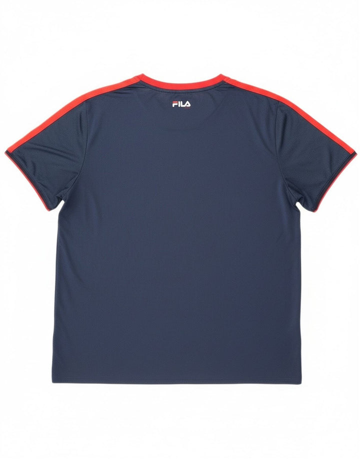 Fila Camiseta masculina Top 2XL Azul marinho Colourblock Poliéster