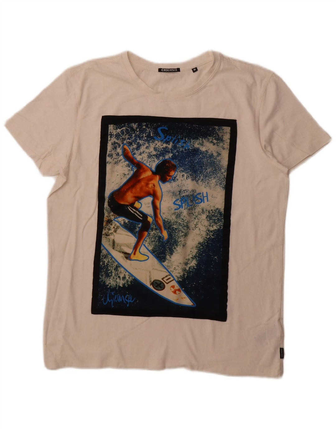 Camiseta masculina gráfica CHIEMSEE Top médio algodão branco