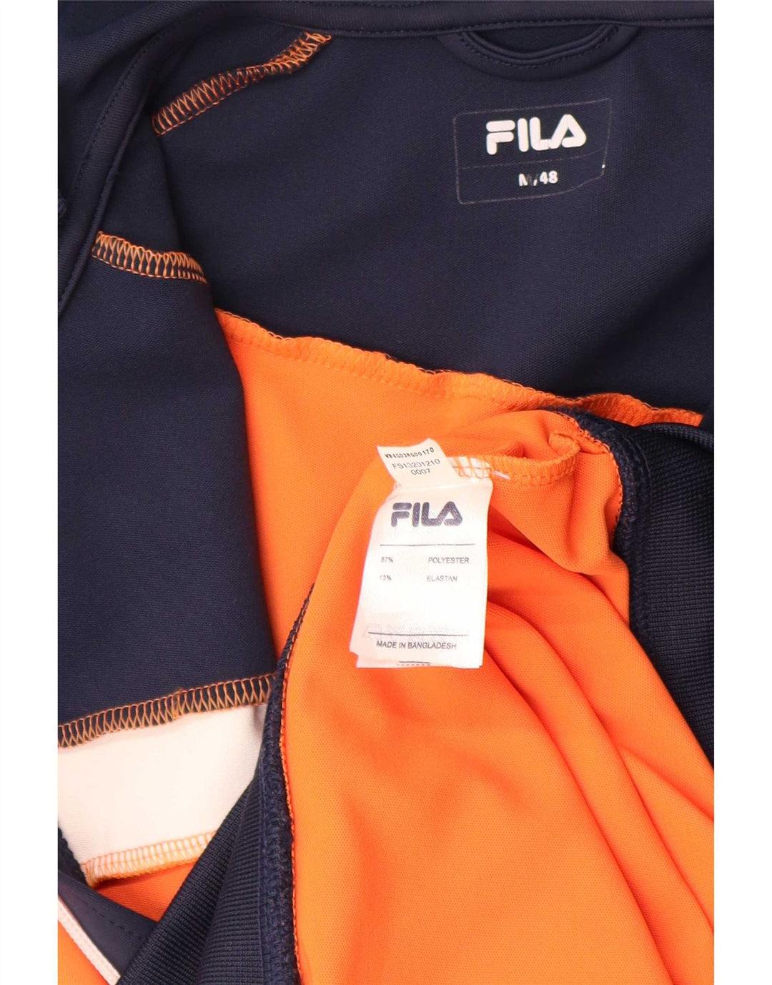 Suéter masculino Fila com capuz e zíper médio laranja colorblock poliéster