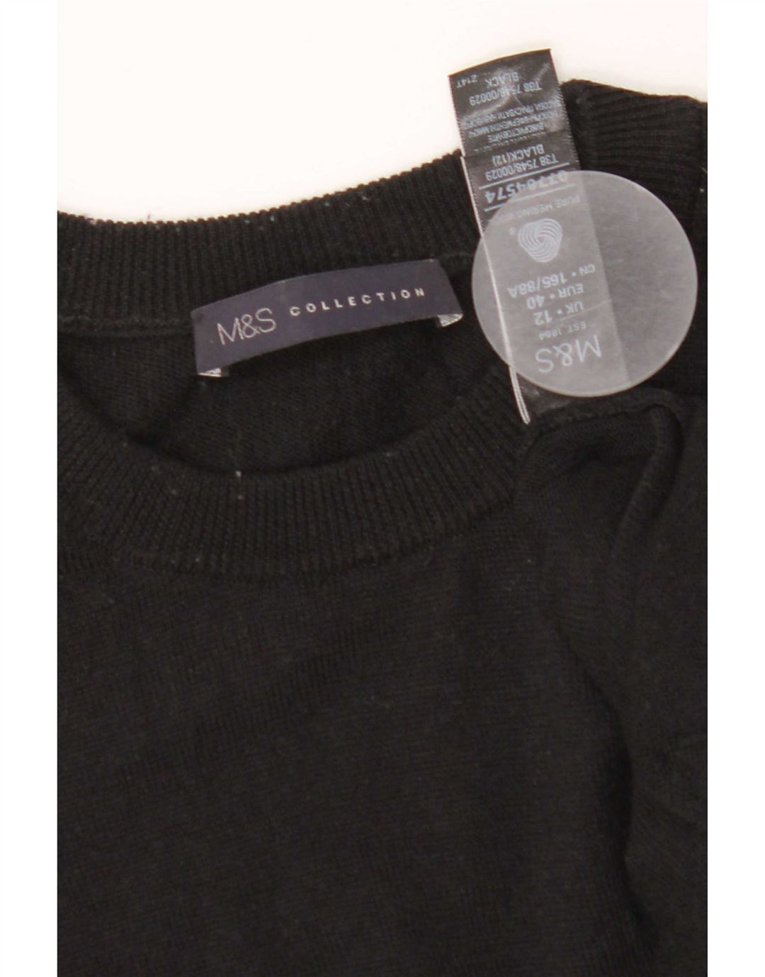 Vestido jumper feminino Marks & Spencer Reino Unido 12 lã merino preto médio