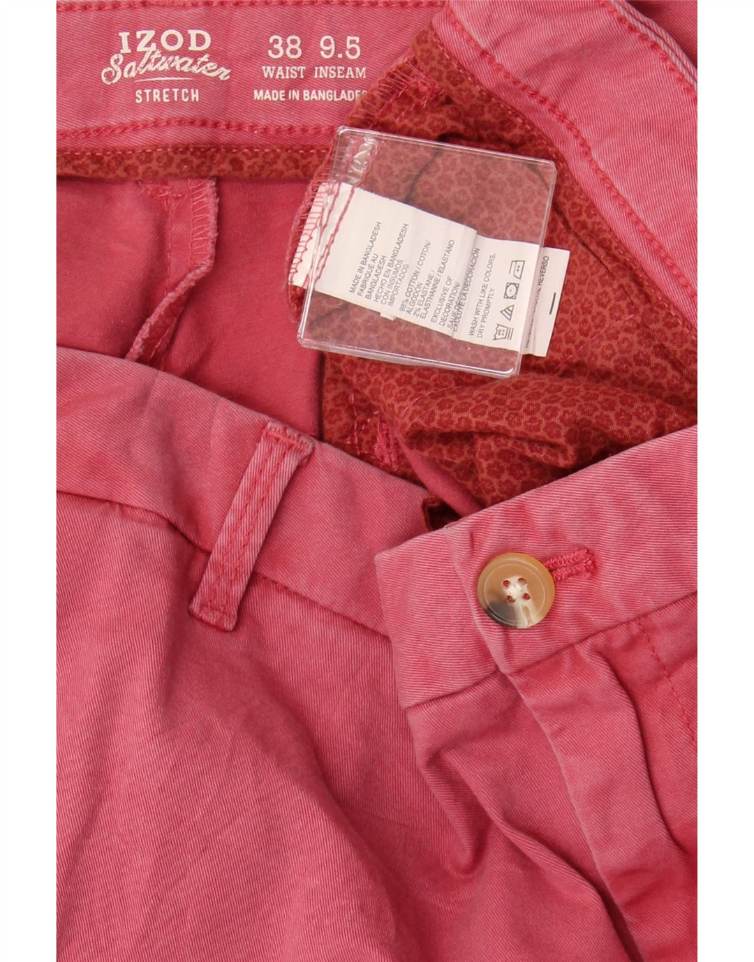 IZOD Mens Salt Water Chino Shorts W38 XL Pink Cotton Vintage Izod and Second-Hand Izod from Messina Hembry 