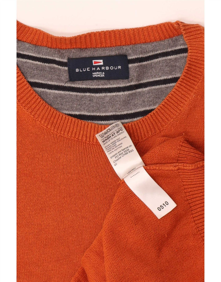 Suéter masculino Marks & Spencer Blue Harbor com gola redonda, grande laranja