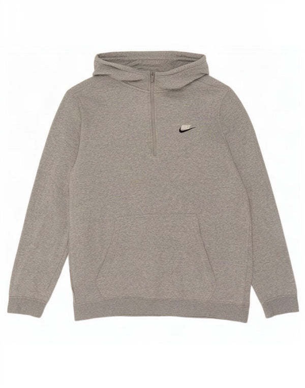 Suéter Nike masculino com capuz e zíper grande algodão manchado cinza