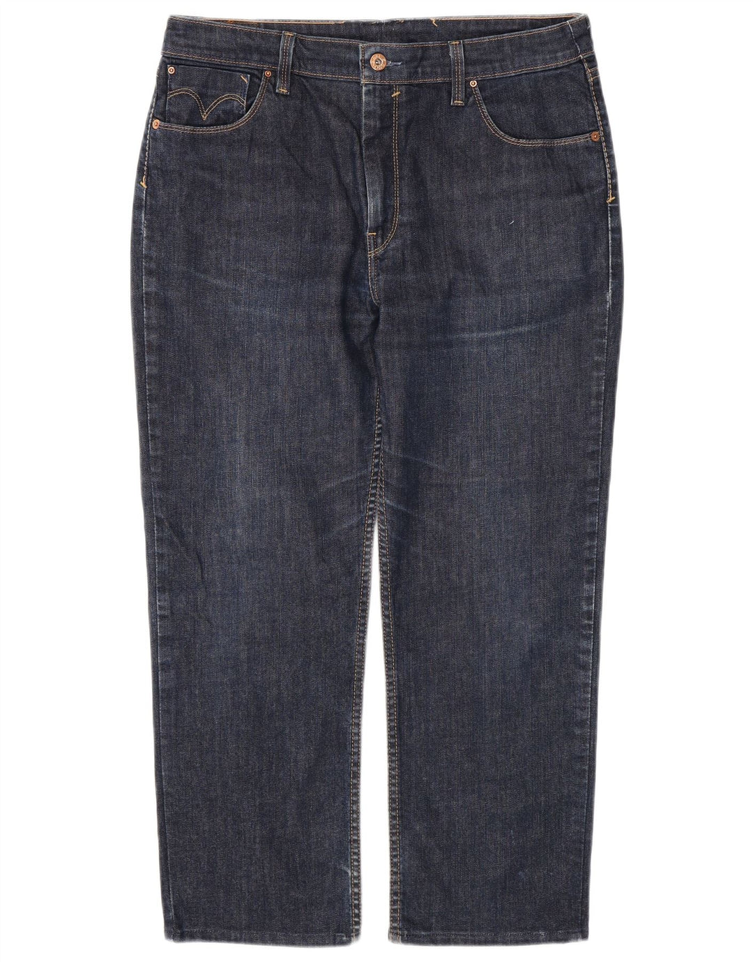 Calça jeans reta feminina Levi's W34 L26 algodão azul marinho