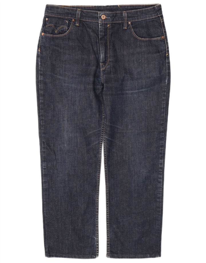 Calça jeans reta feminina Levi's W34 L26 algodão azul marinho