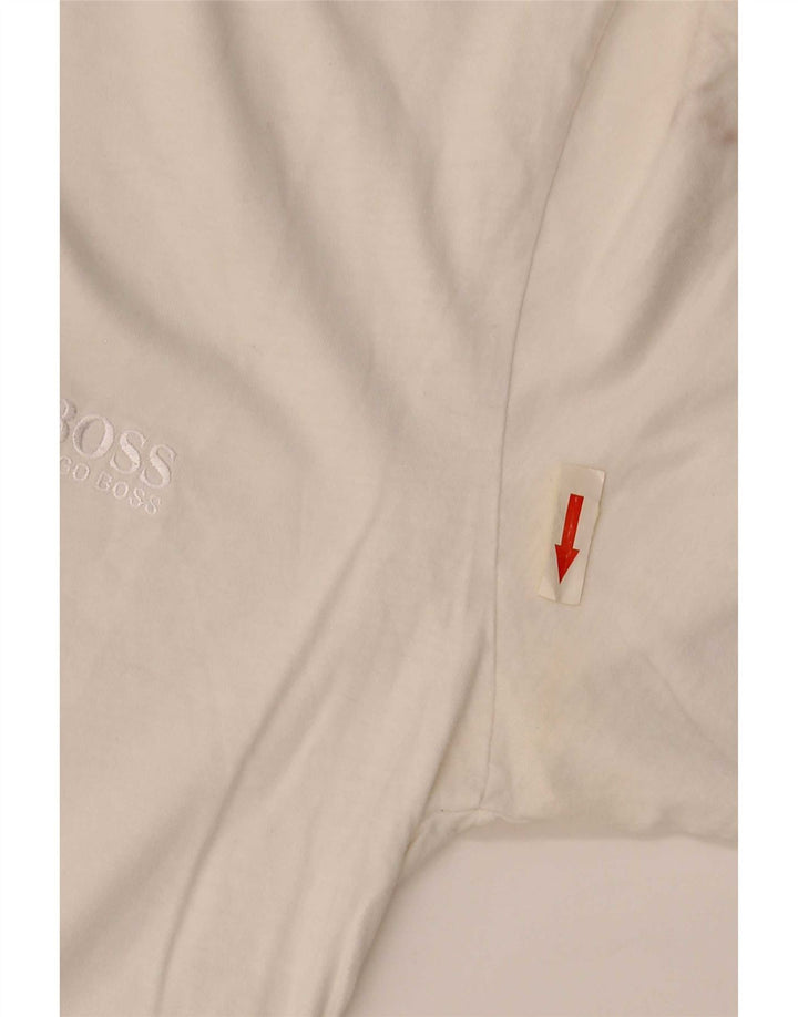 Hugo Boss Mens T-Shirt Top Pequeno Algodão Branco