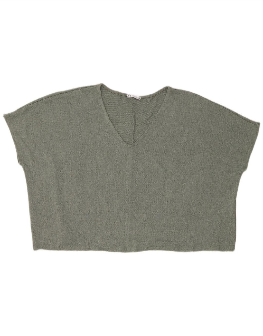 Zara Womens Crop Oversized Knit Crop Top Reino Unido 14 Médio Verde Viscose
