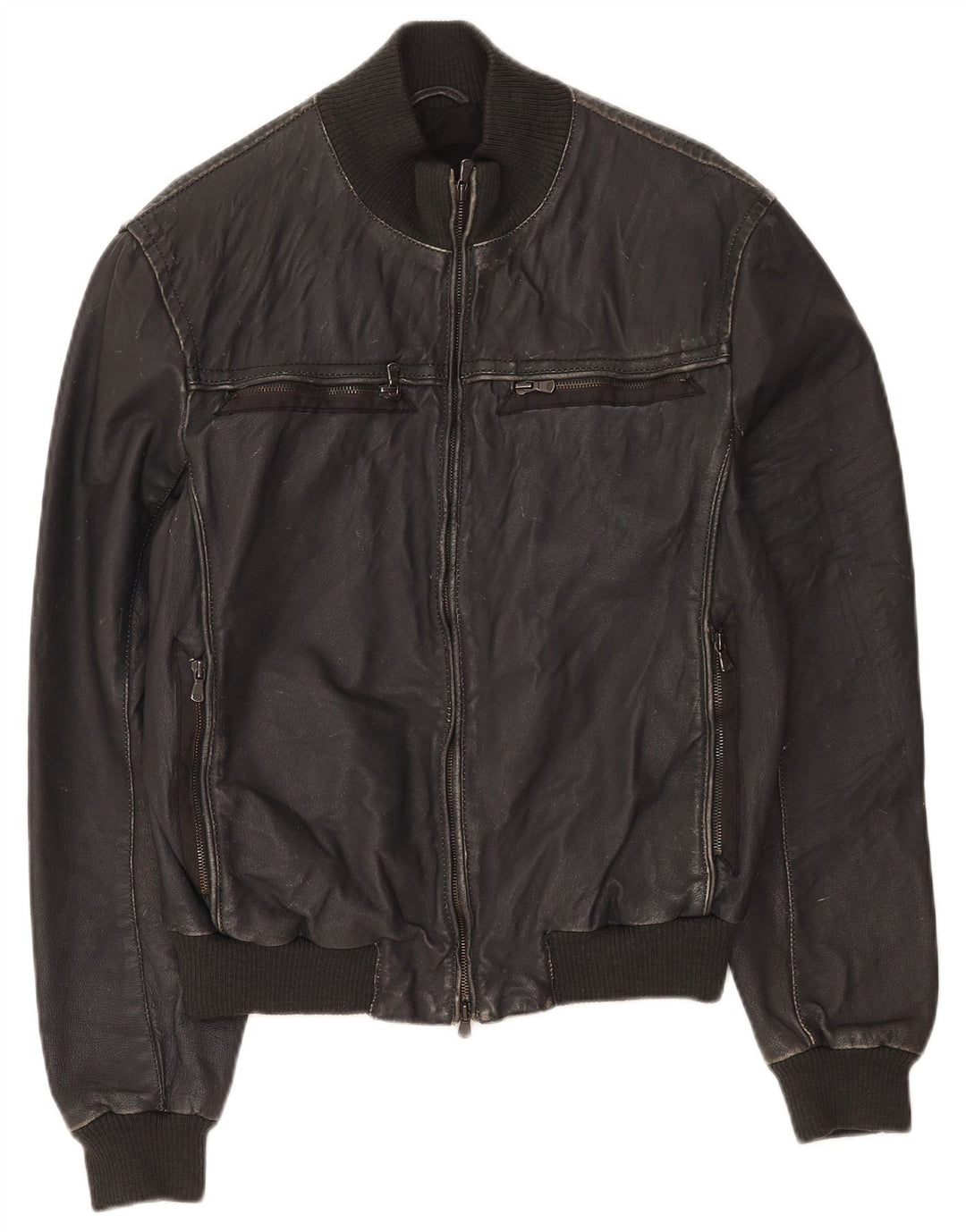 Jaqueta de couro masculina vintage IT 50 grande couro preto
