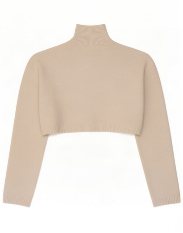 Suéter feminino Zara com gola alta e gola alta, tamanho UK 10, pequeno, branco