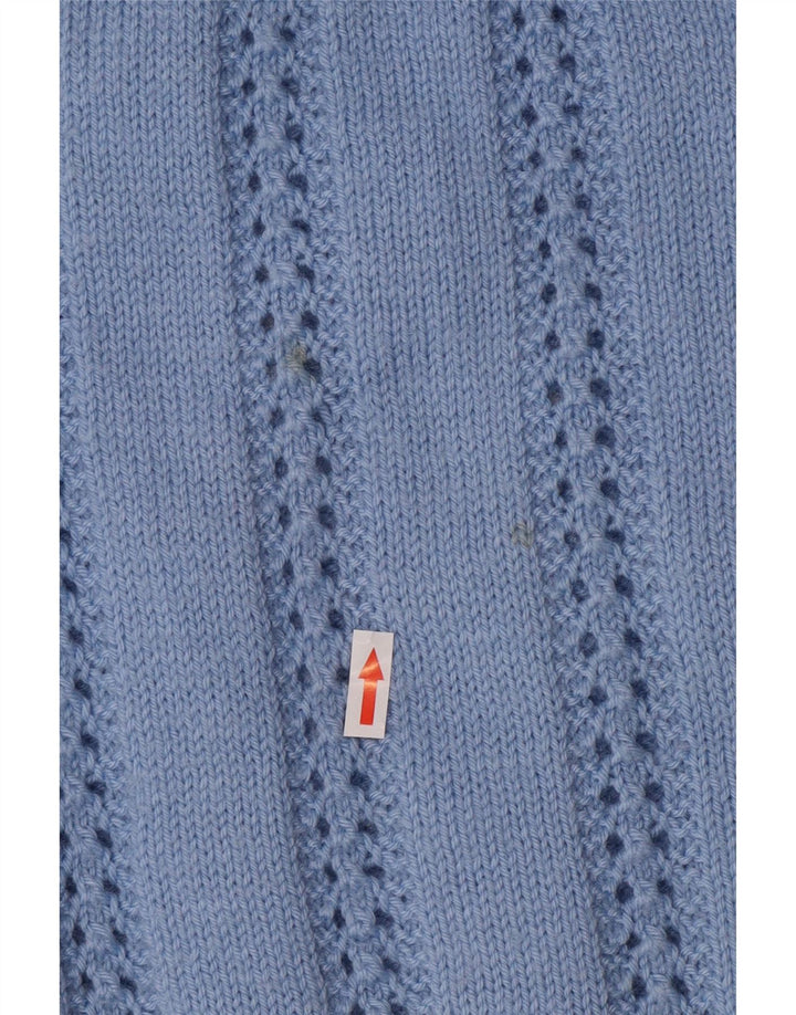Suéter feminino vintage com gola redonda Reino Unido 14 grande azul