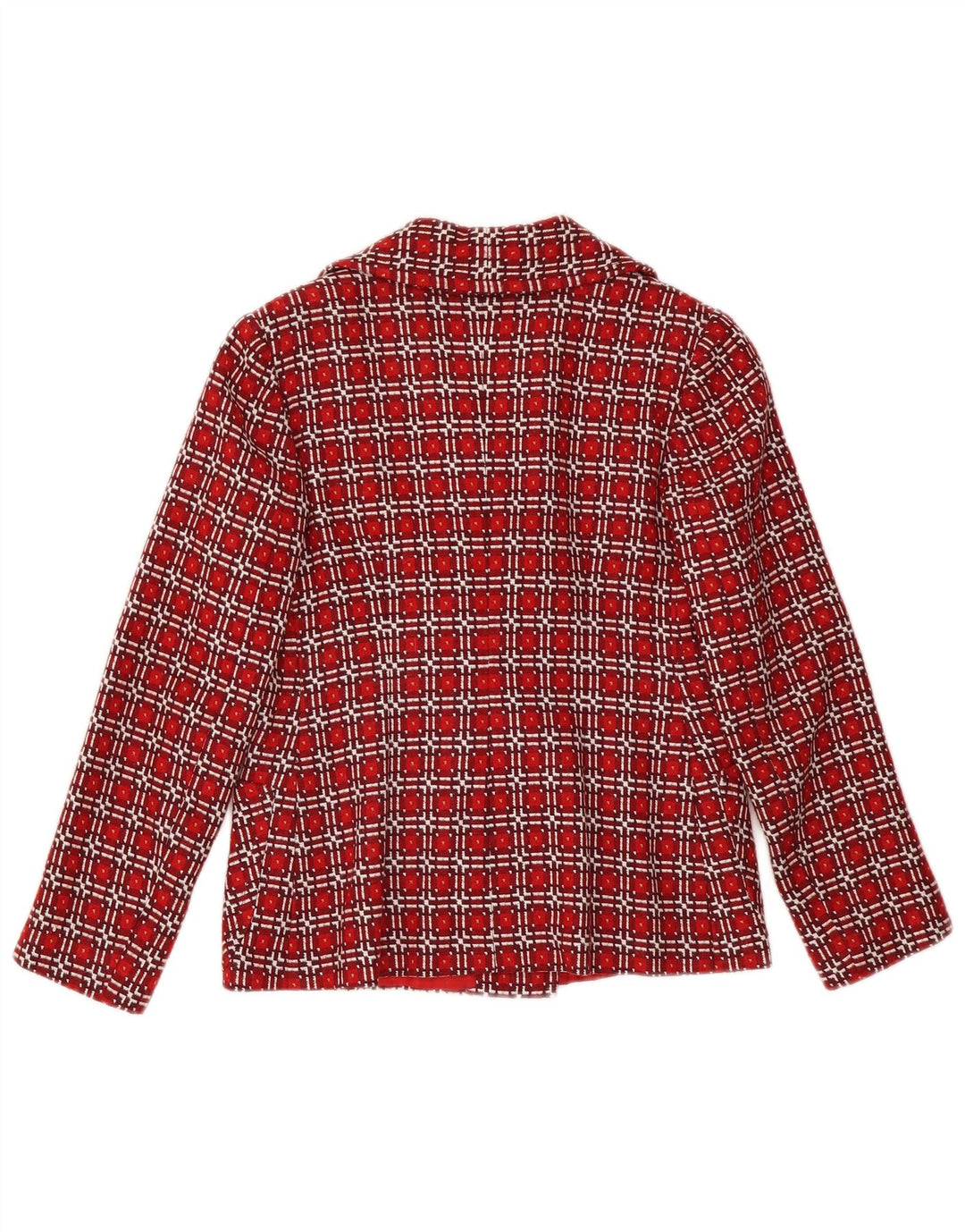 Jaqueta blazer feminina VINTAGE com peito duplo Reino Unido 6 XS xadrez vermelho