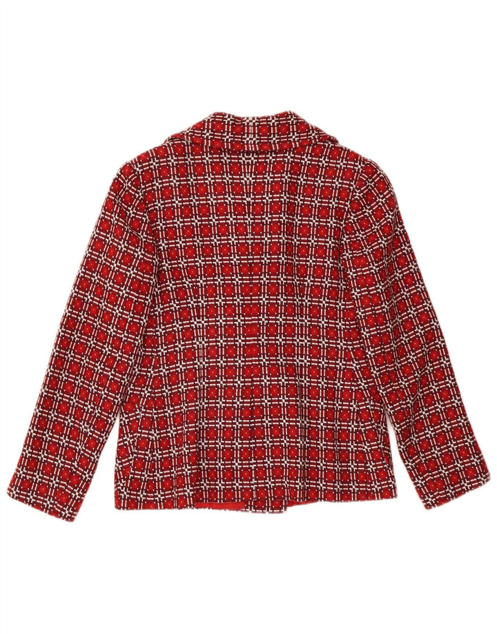 Jaqueta blazer feminina VINTAGE com peito duplo Reino Unido 6 XS xadrez vermelho