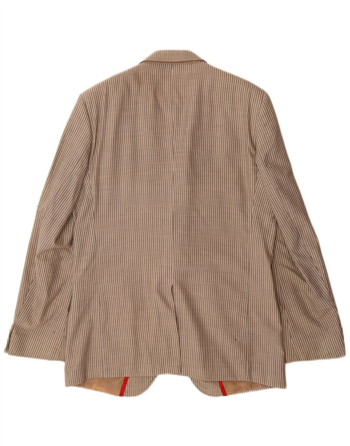 Jaqueta blazer masculina de 2 botões Hugo Boss EU 54 2XL cinza risca de giz lã virgem