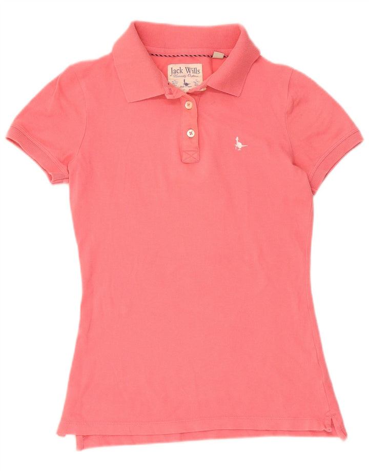 Camisa polo feminina JACK WILLS Reino Unido 8 pequeno algodão rosa