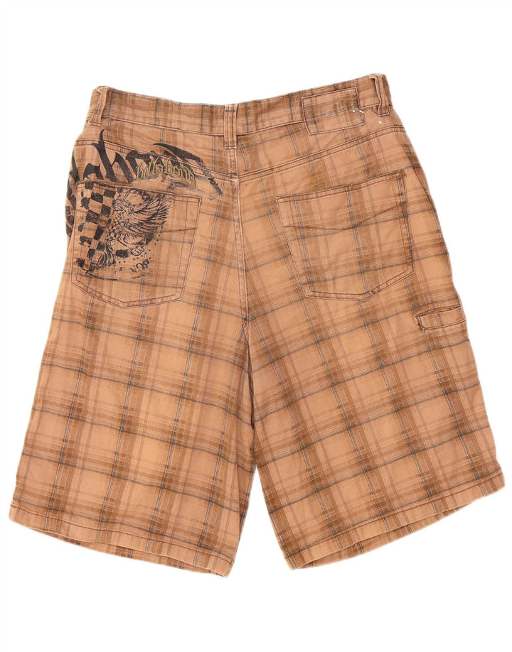 BILLABONG Masculino Gráfico Casual Shorts W32 Algodão Xadrez Bege Médio