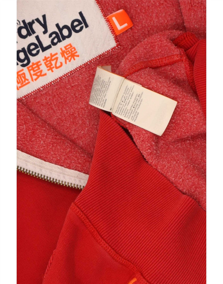 Suéter masculino Superdry com capuz e zíper grande algodão vermelho