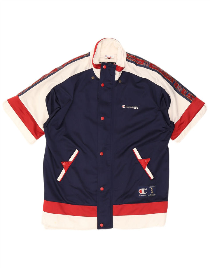 Jaqueta masculina Champion de manga curta com top pequeno azul marinho Colourblock