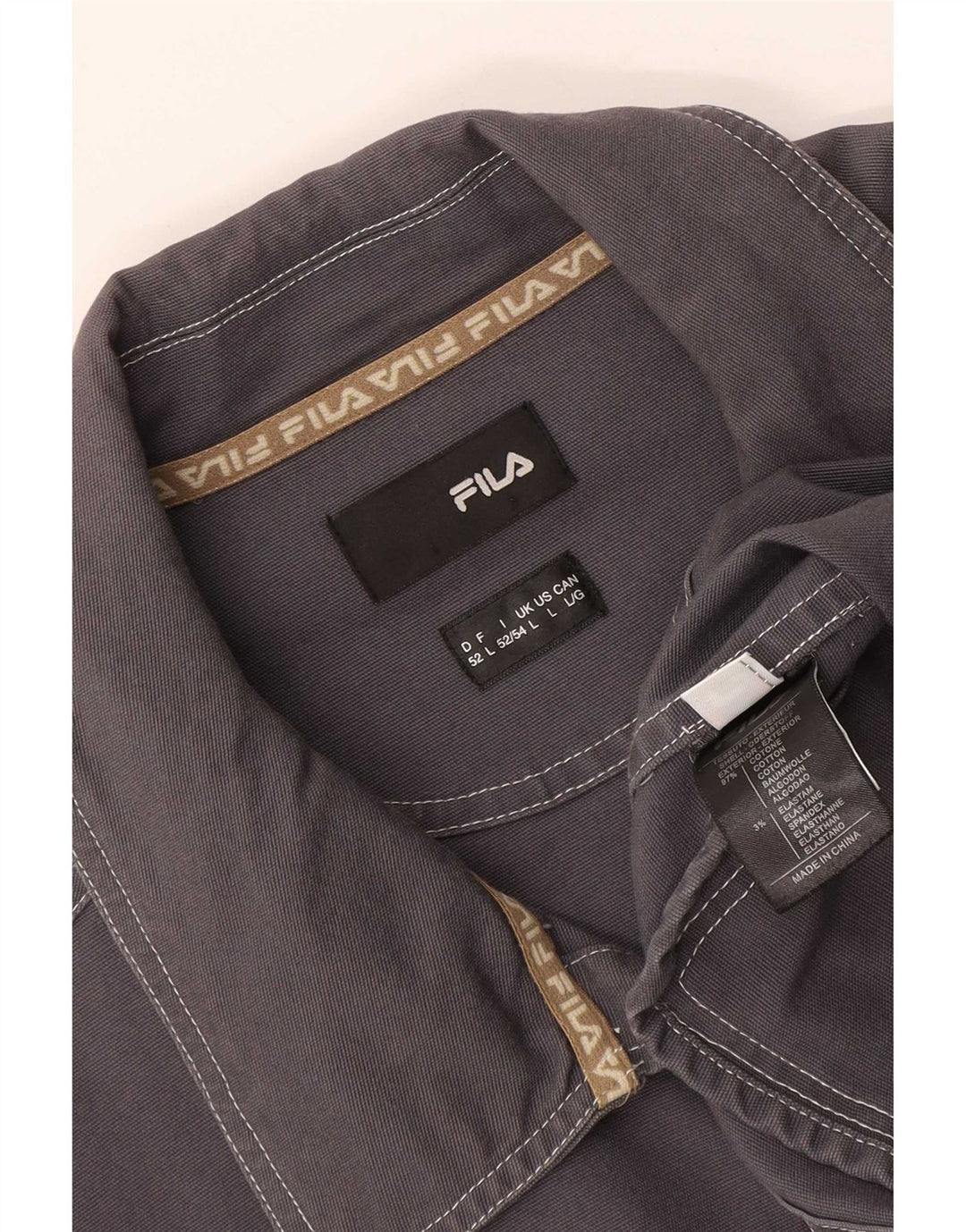 Jaqueta masculina Fila Utility UK 40 grande algodão cinza
