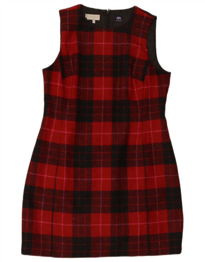 Vestido feminino HOBBS sem mangas, tamanho UK 14, xadrez vermelho grande
