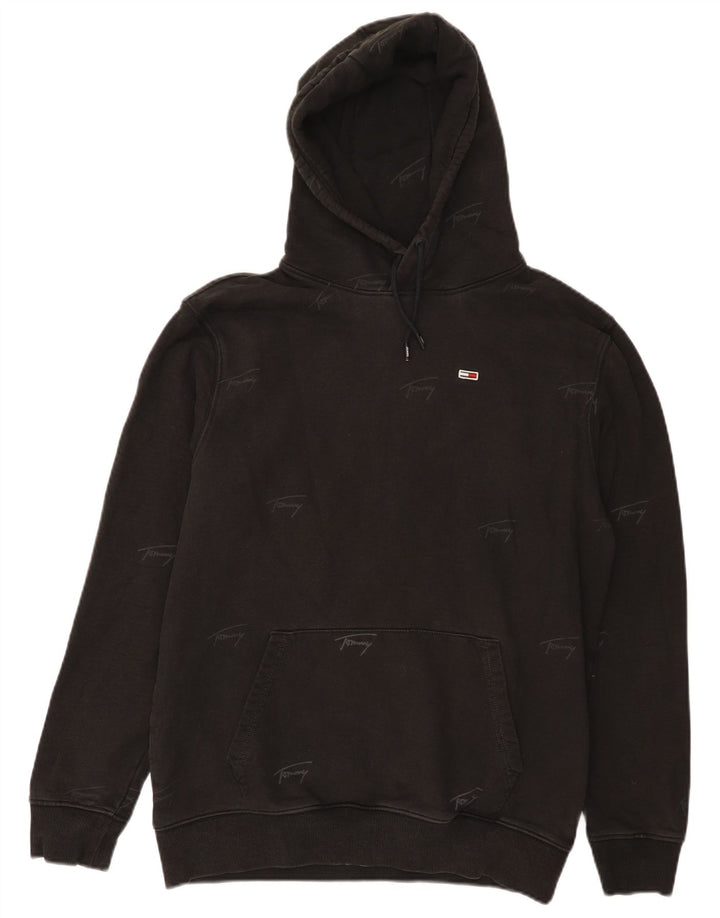 TOMMY HILFIGER Masculino moletom com capuz gráfico XL preto algodão