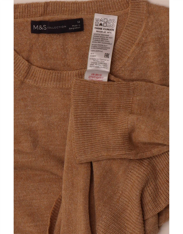 Suéter feminino Marks & Spencer com gola redonda Reino Unido 12 acrílico bege médio