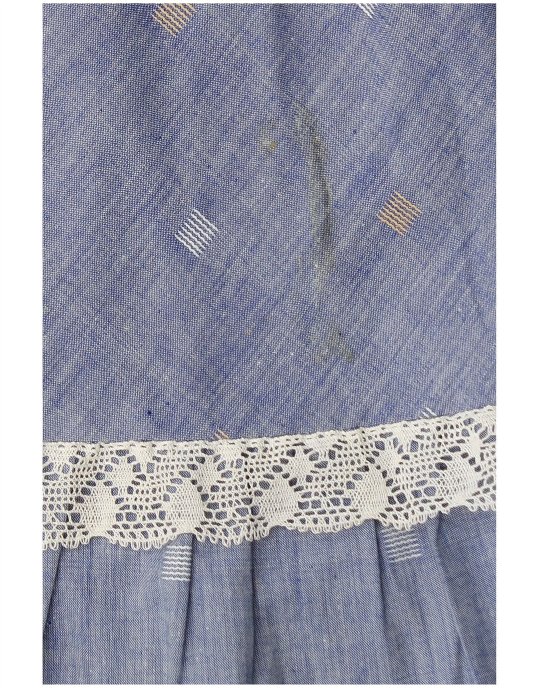 Saia maxi feminina vintage W28 médio azul manchado