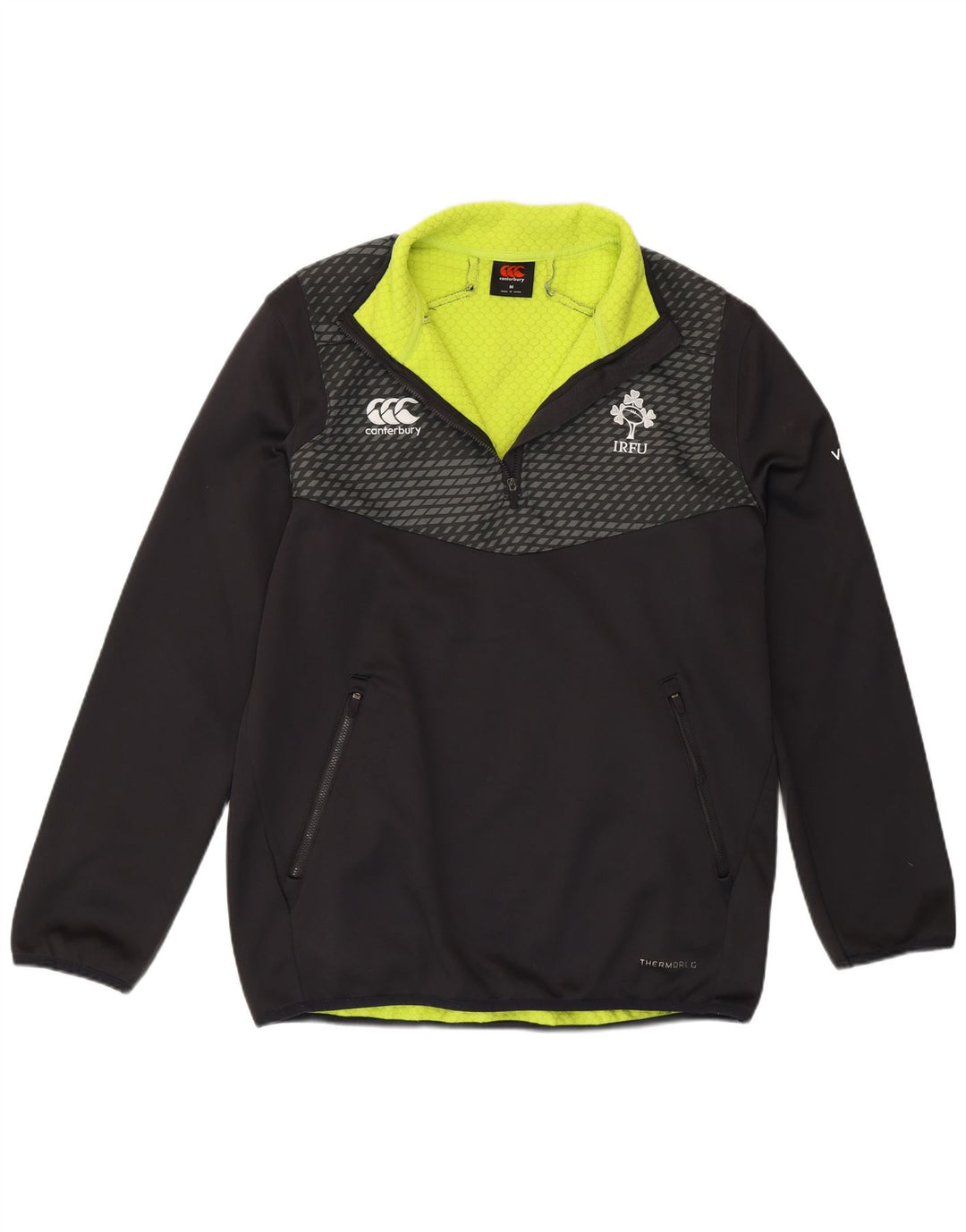 Canterbury Mens IRFU Zip Neck Pulôver Treino Top Médio Poliéster Preto